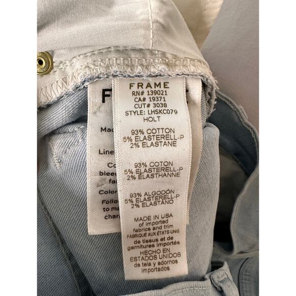 FRAME Denim Le High Skinny Crop Jeans Light Wash Distressed Stretch Holt Sz 28 - Picture 7 of 7